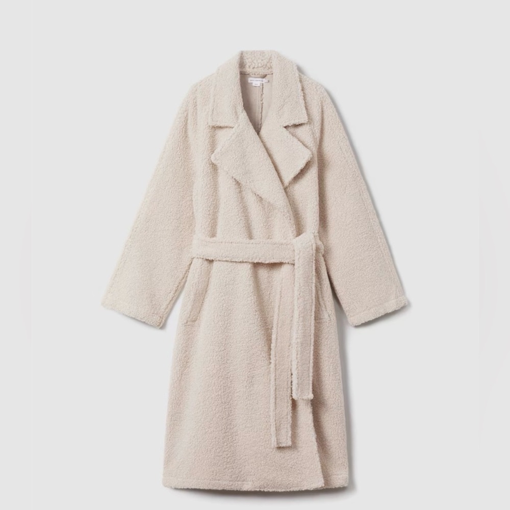 Good American Oversized Sherpa Trench Coat - Bone, XS/S NWOT - Picture 4 of 9